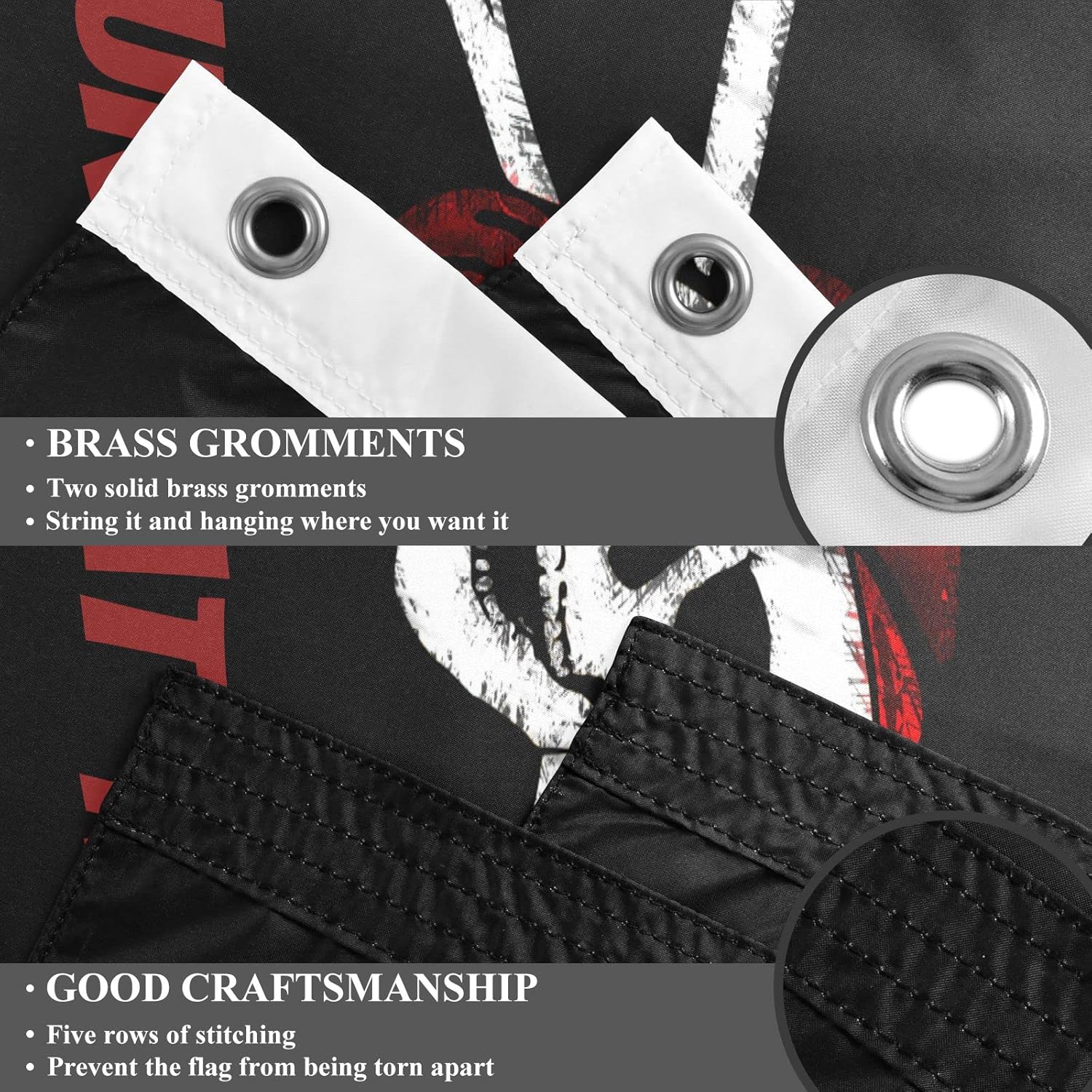 Pirate Skull Double Sided Custom Boat Flag 3 x 5 FT Outdoor Banner Eyelet Design with Grommets Double Ring Washer Outdoor Indoor Room Decoration Banner for Yard Outdoor Decoration