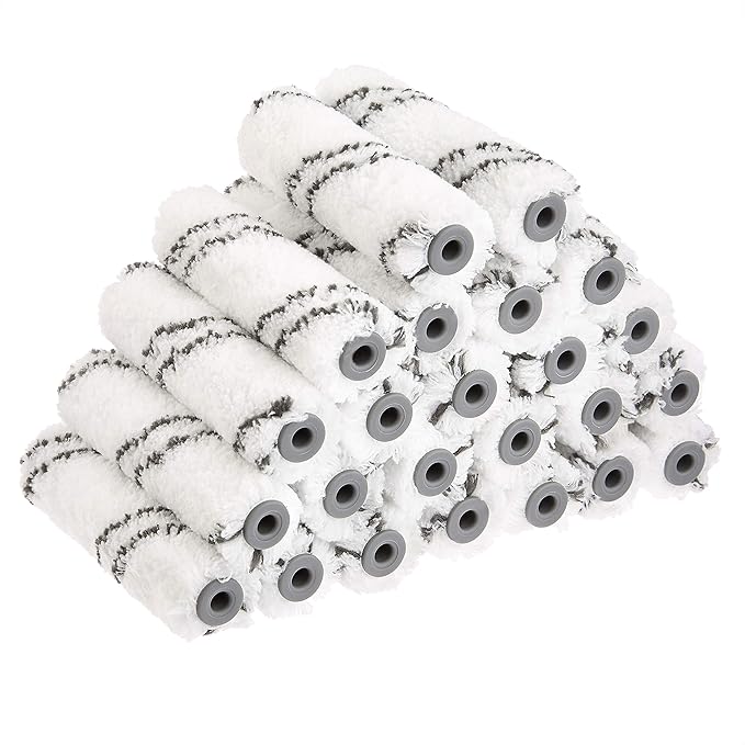 Amazon Basics 4inch Microfiber Paint Roller Covers, 24Pack, Paint