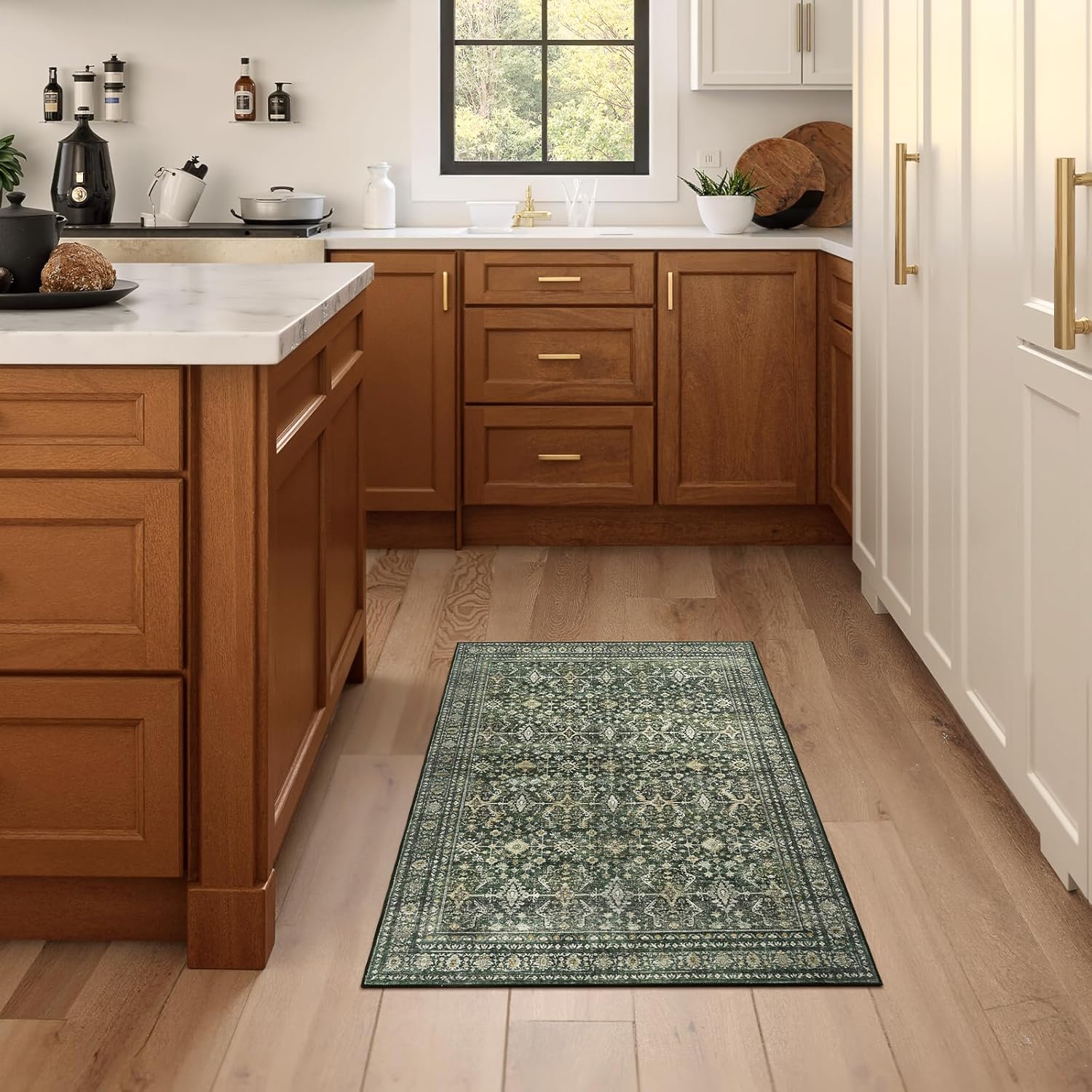 Lofus Area Rug for Living Room, 2x3 Washable Rug for Entryway Bathroom, Green Non Slip Kitchen Mats for Floor, Soft Door Mat Indoor Entrance, Farmhouse Carpet for Entry Living Room Bedroom