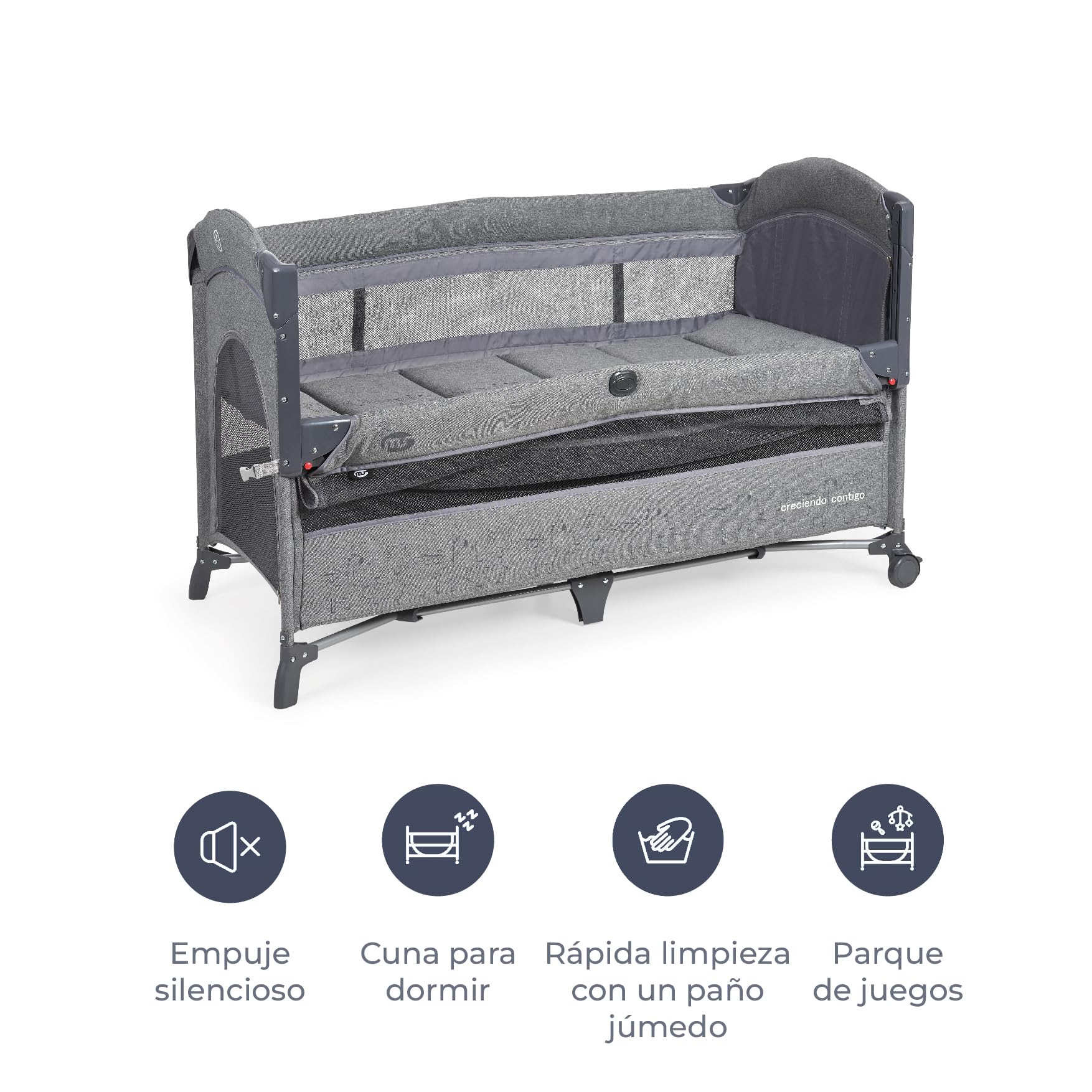 Lit Cododo 3 En 1 Avec Inclinaison Réglable - Berceau, Balançoire & Lit Près Des Parents, Moustiquaire Incluse