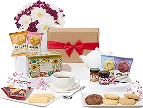 Afternoon Tea Hamper Bundle With English Afternoon Tea Tin, Individually Wrapped Border Biscuits, Shortbread Fingers, English Breakfast Marmalade 42g and Strawberry Preserve 42g - Tea Hamper Gift Set