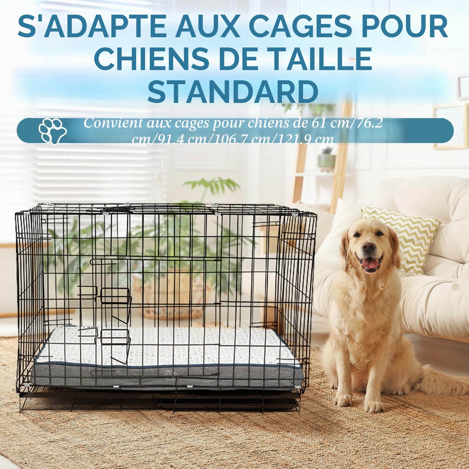 EMPSIGN Panier Réversible (Frais et Chaud), Coussin avec Couche Imperméable, Tapis Orthopédique Grande Taille pour Chien, Matelas Lavable, 106x71x7,5cm