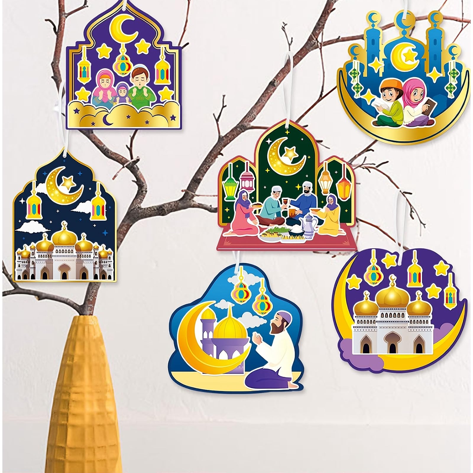 HOWAF Lot 36 Cartes à Gratter Ramadan Eid - Étoiles Lune Mosquée - Activité Enfants Aïd