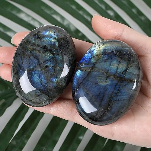 Miniatura 2 de ZHIYUXI Cristales y piedras curativas de 2.2 a 2.4 pulgadas, piedras preciosas de labradorita negra, piedra de preocupación para decoración de