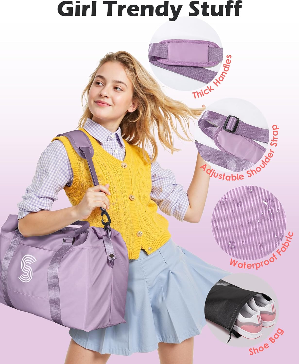 Birthday Gifts for Women, Initial Travel Duffel Bag, Daughter Gift from Mom,Personalized Weekender Bag，Monogram Overnight Bag Birthday Gifts for Women Gifts for Teen Girls (Letter W)