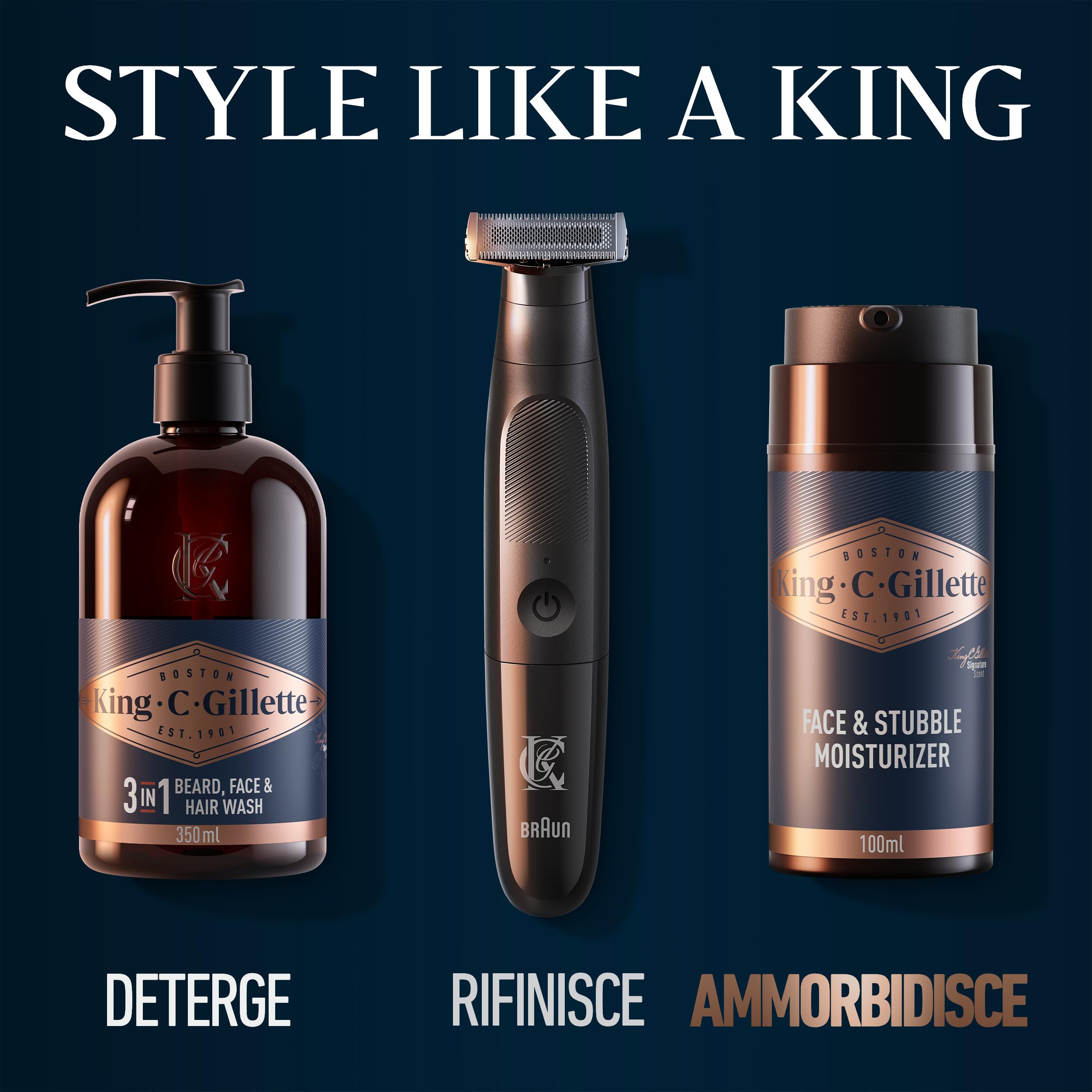 King C. Gillette Crema Idratante Viso e Barba, Ammorbidisce la Pelle, Profumazione King C., Vitamina B, 100ml, per la Cura della Barba, Idea Regalo Uomo