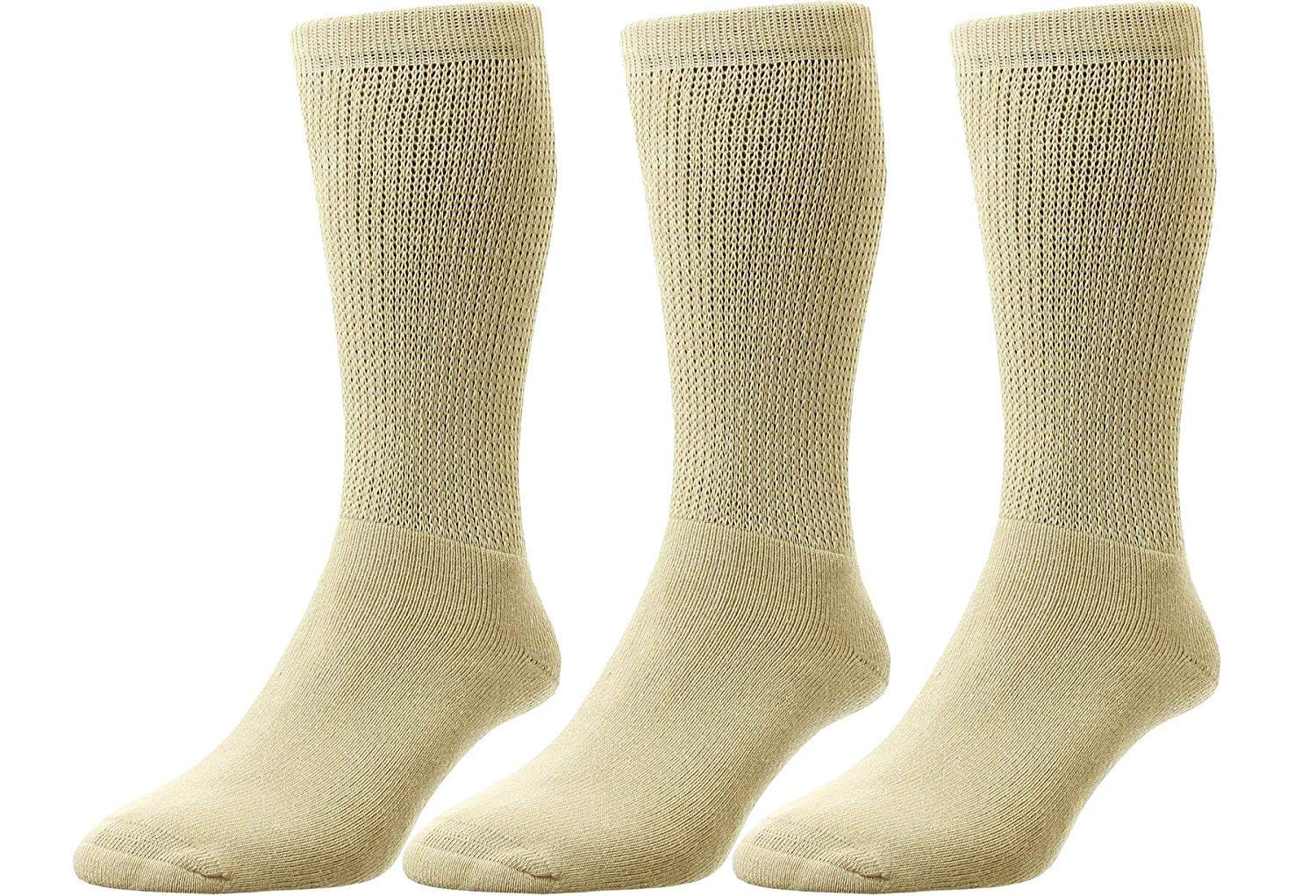 HJ Hall's Men's Diabetic Cotton Socks (HJ1351) in Oatmeal (3 Pair Pack) in 11-13 UK