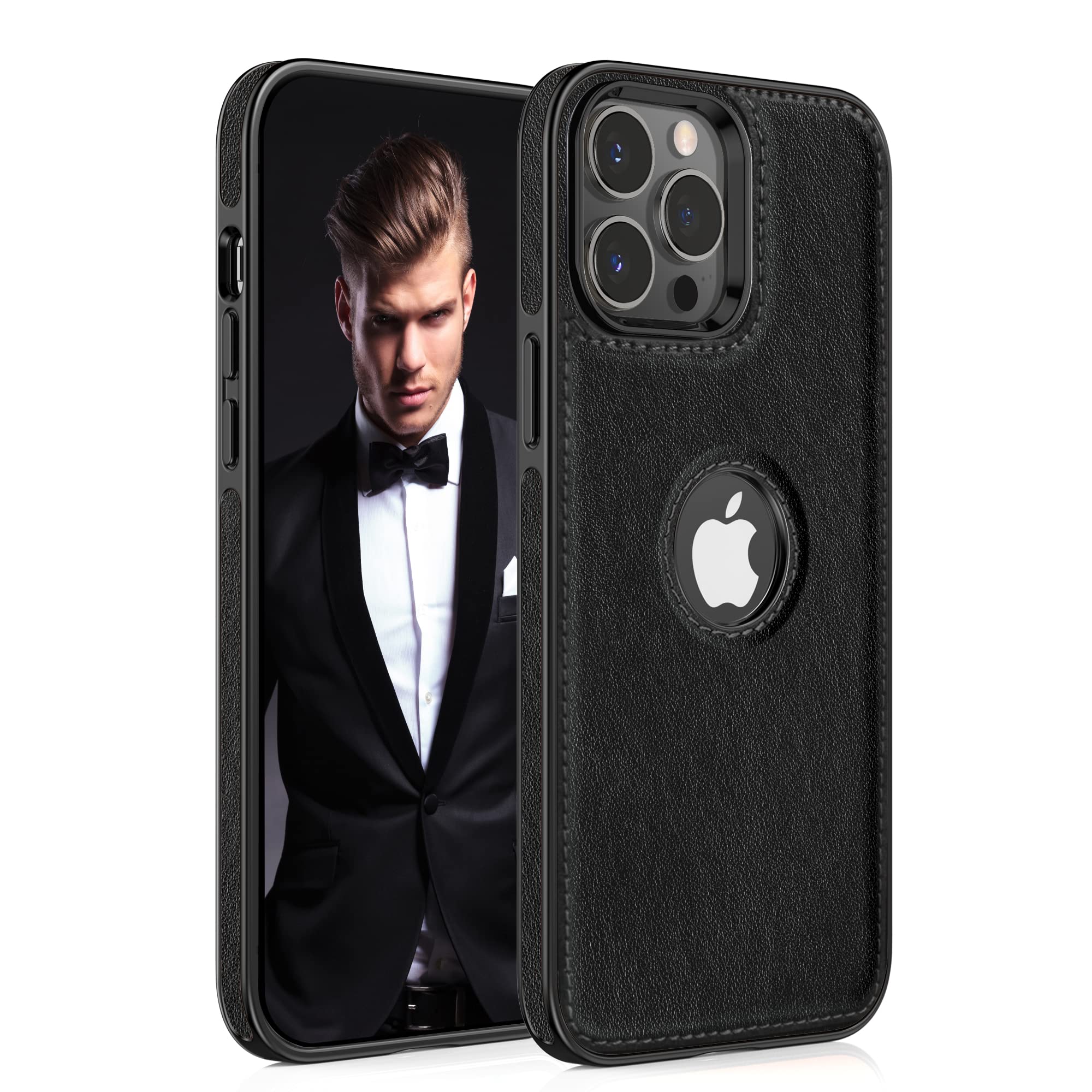LOHASIC Logo Visible for iPhone 13 Pro Max Case, Premium Leather Classic Elegant Slim PU Flexible Non-Slip Grip Protective Cover Men Women Phone Cases