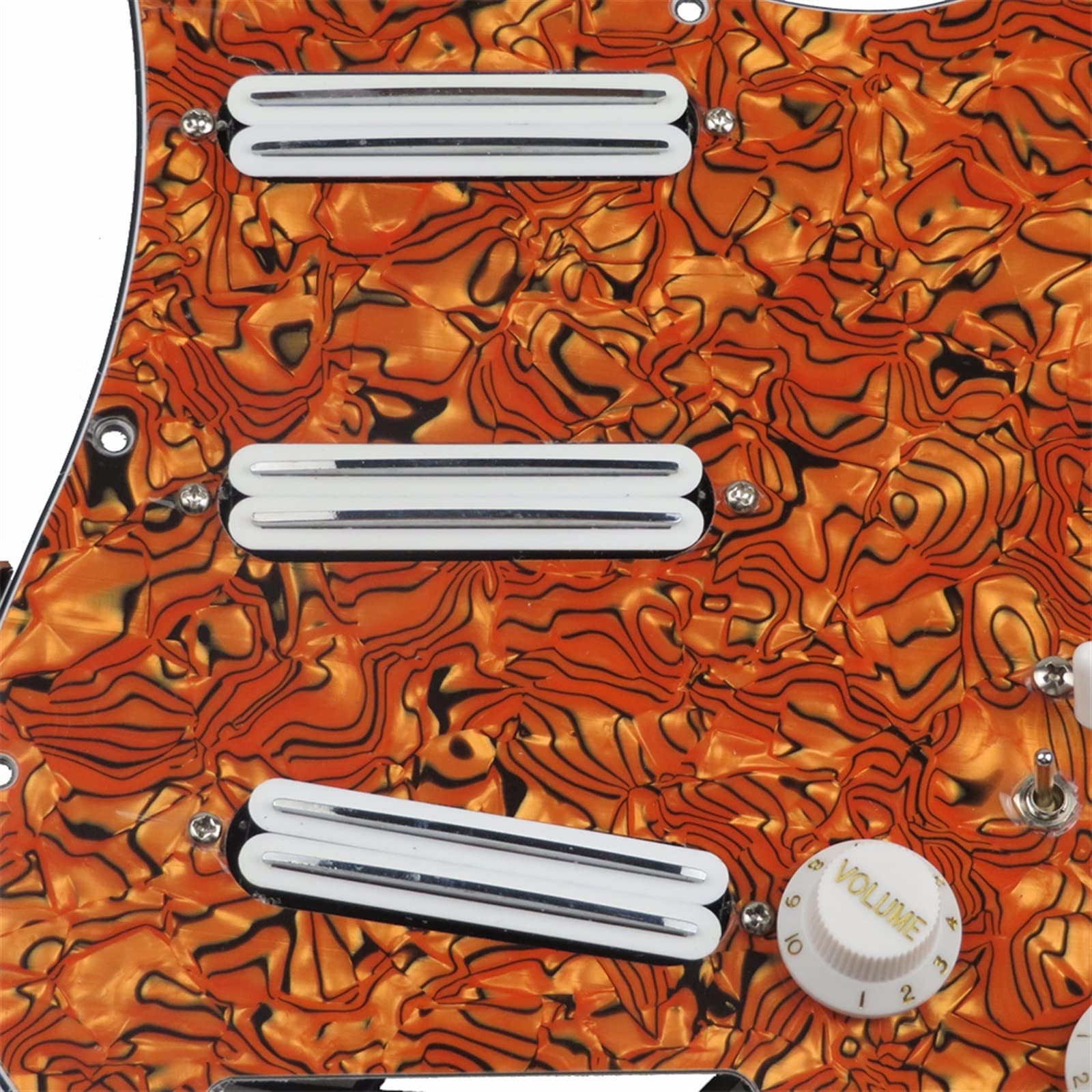 Pomarańczowa Maskownica Gitarowa Z Białym Przetwornikiem Podwójne Szyny Humbucker Pickup Wstępnie Okablowany Zestaw Pickguard Wstępnie Okablowana Pickguard