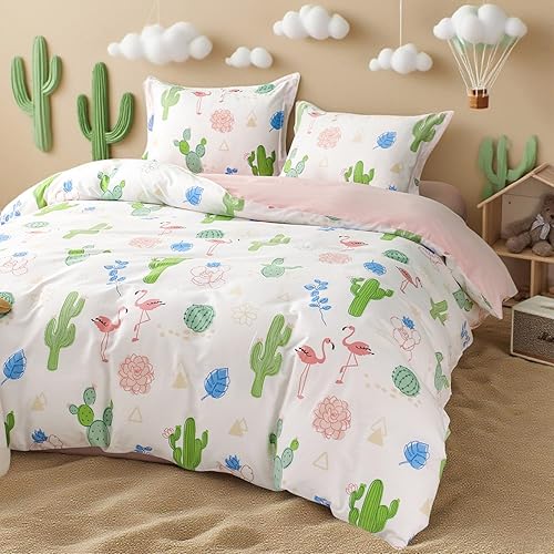 Miniatura 8 de Simple&Opulence Funda de edredón 100% algodón para niños con volantes Queen (88 x 92 pulgadas), 3 piezas, 1 funda de edredón y 2 fundas de almohada,