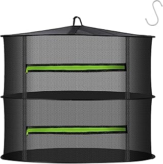 MEKOLIFE 2 Layer Herb Drying Rack, Collapsible Mesh Drying Rack, Small Hanging Drying Net with Green Zipper & Hooks, Indoor Outdoor for Drying Herbs, Socks, Underwear, Seafood & Camping Food (11.81")