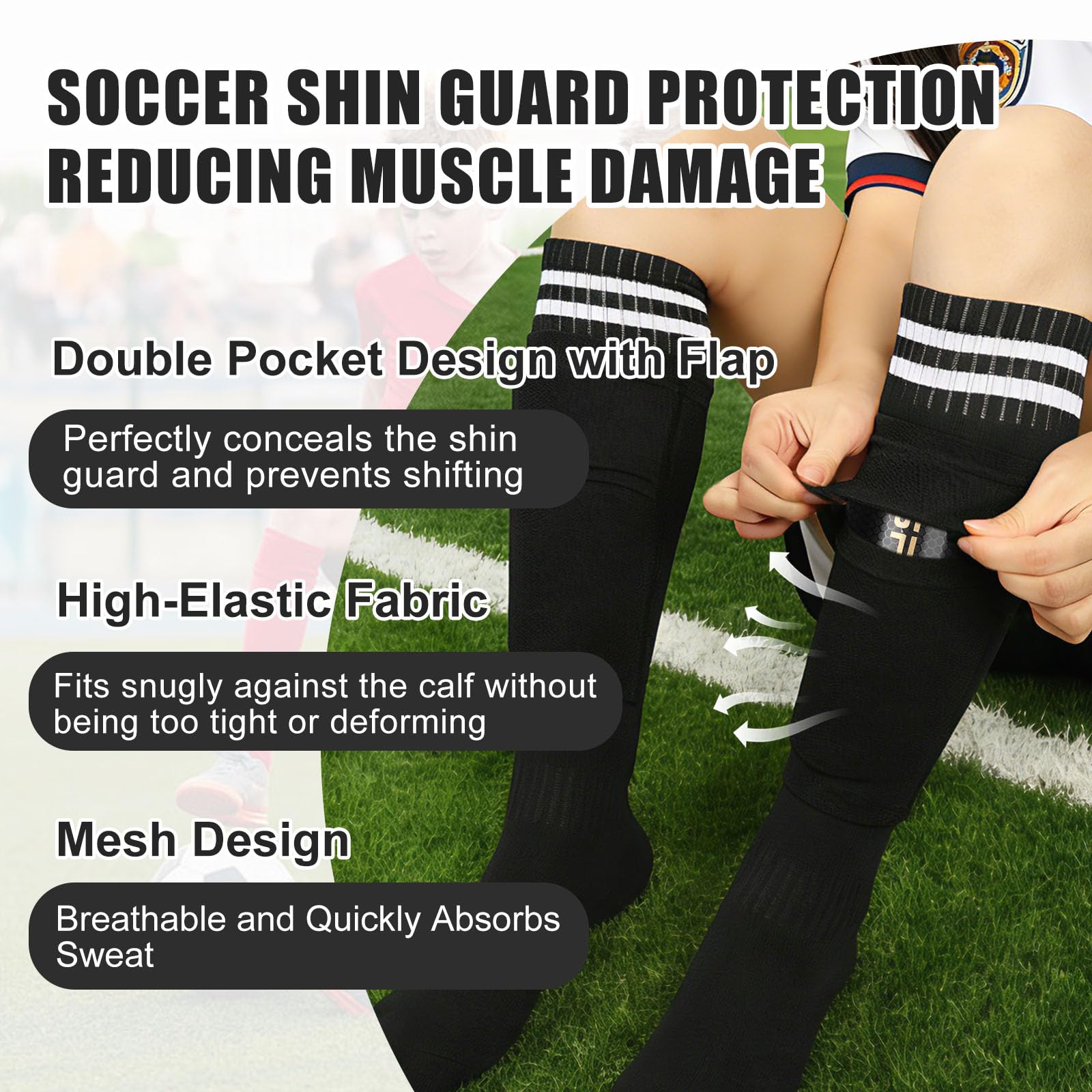 Espinilleras de fútbol para niños y jóvenes, espinilleras con mangas y calcetines largos de fútbol para niños y niñas de 2 a 12 años, equipo de fútbol ligero protector
