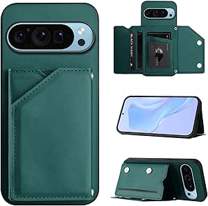 LEMAXELERS Compatible With Google Pixel 9A Wallet Case With Credit Card Holder Premium Leather Magnetic Clasp Kickstand Shockproof Protective Phone Cover For Galaxy Google Pixel 9A. Blue FG
