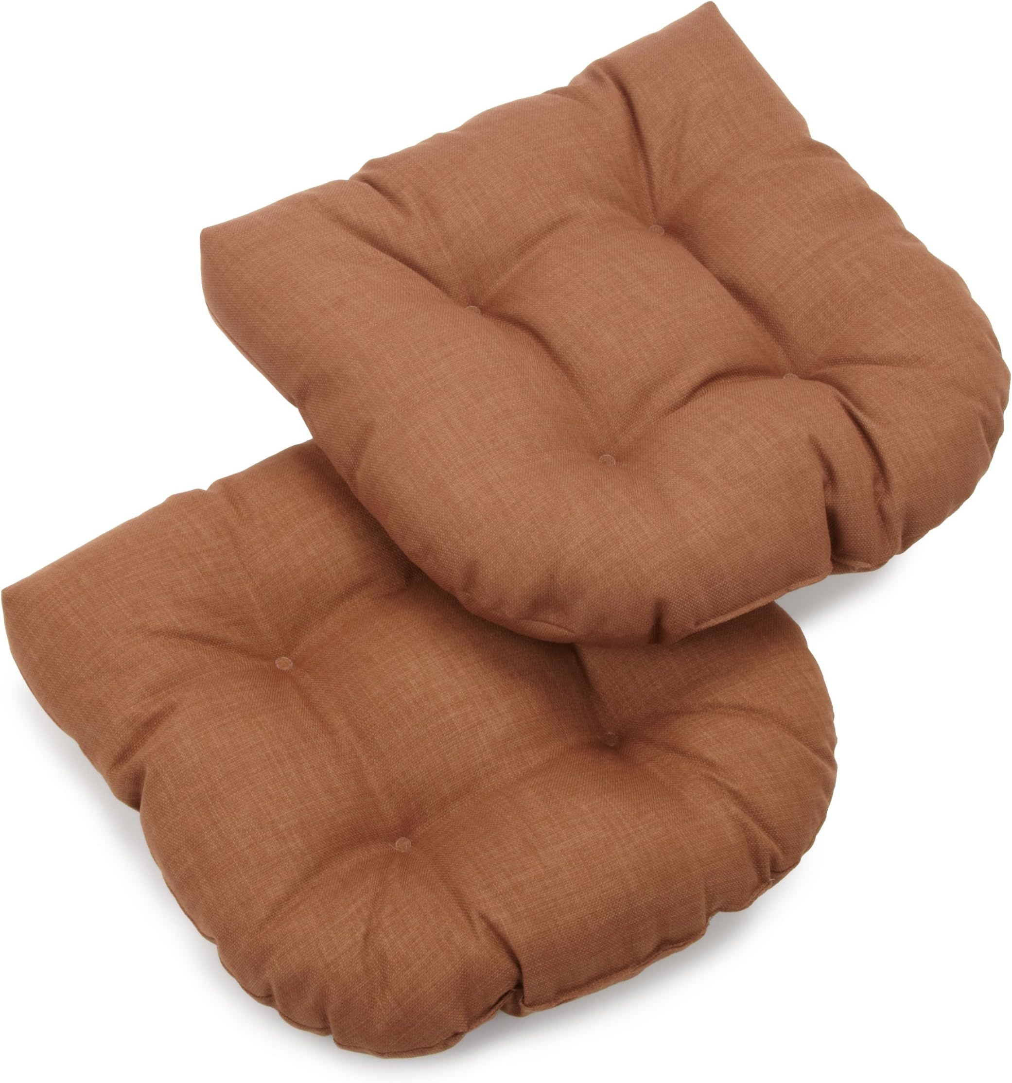 Blazing Needles 19-inch U-Shaped Outdoor Spun Polyester Tufted Dining Chair Cushion (Set of 2) - Mocha