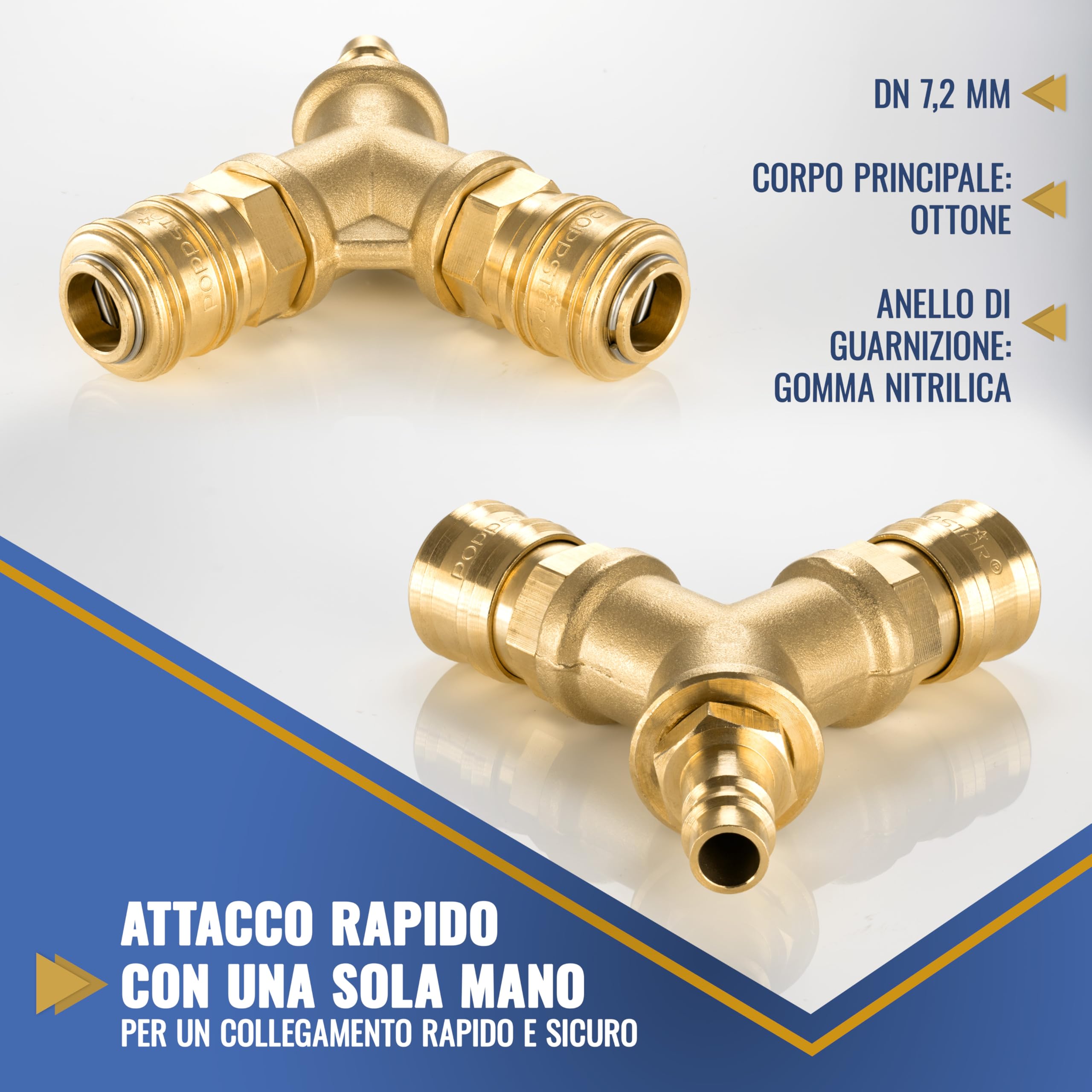 Poppstar Distributore aria compressa a 2 vie con raccordi rapidi 1/4" (attacco aria compressa standard NW 7.2)