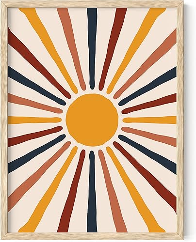 HAUS AND HUES Arte de pared moderno de mediados de siglo, póster e impresiones de sol bohemio, arte de pared moderno de mediados de siglo, impresión