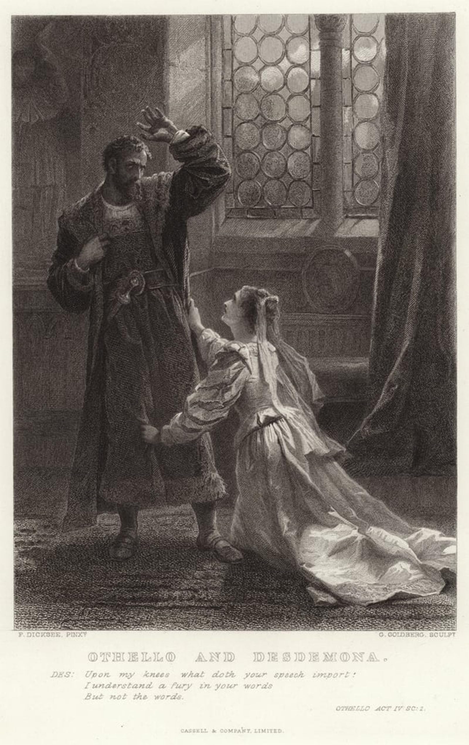 Posteriik No Frame Vintage Art Print Images Pictures Print Othello And Desdemona By Frank Dicksee Modern Colour Posters For Office Home Decor 60X90cm