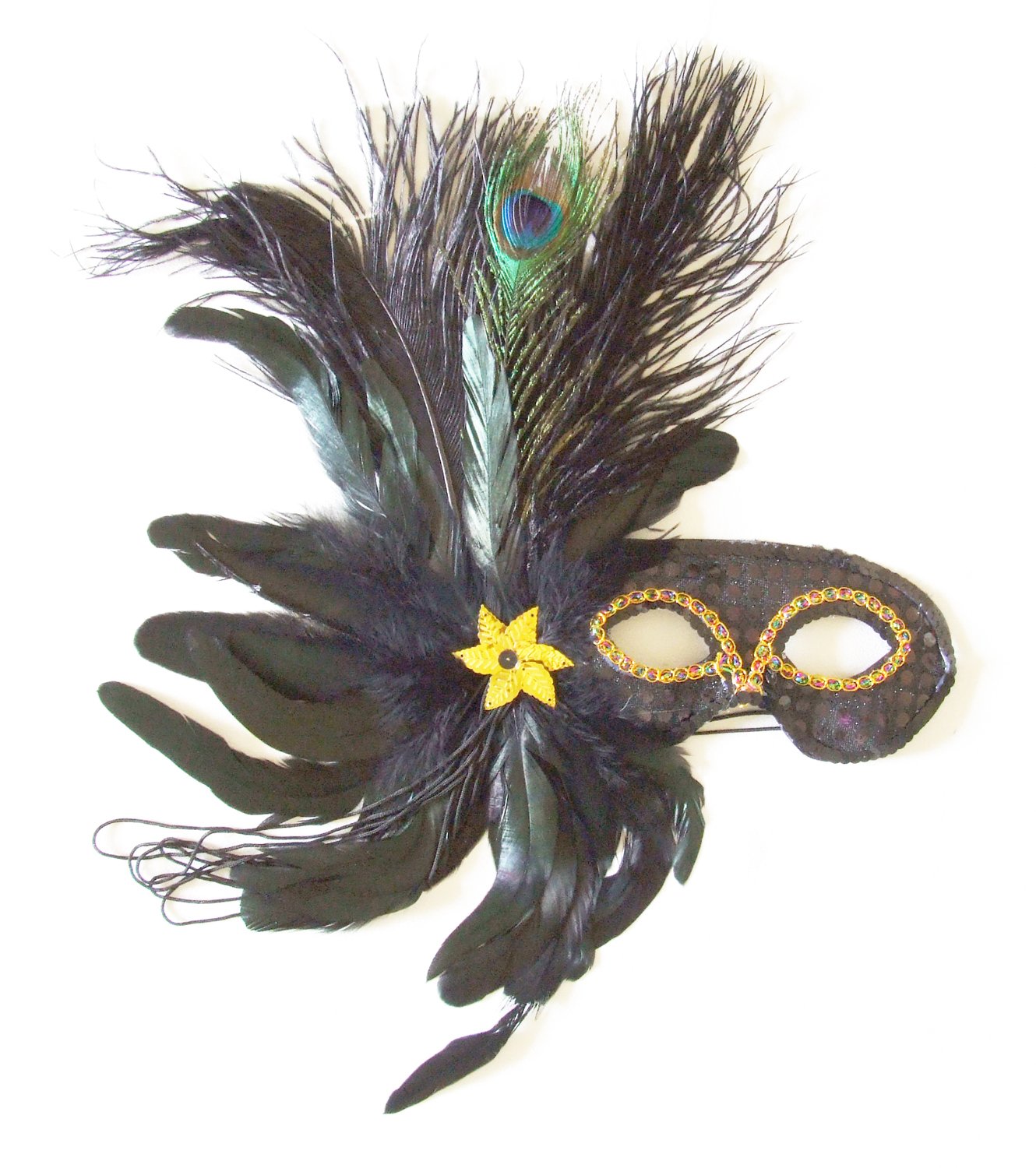 Goth Black Feather Mardi Gras Costume Mask Party Prom