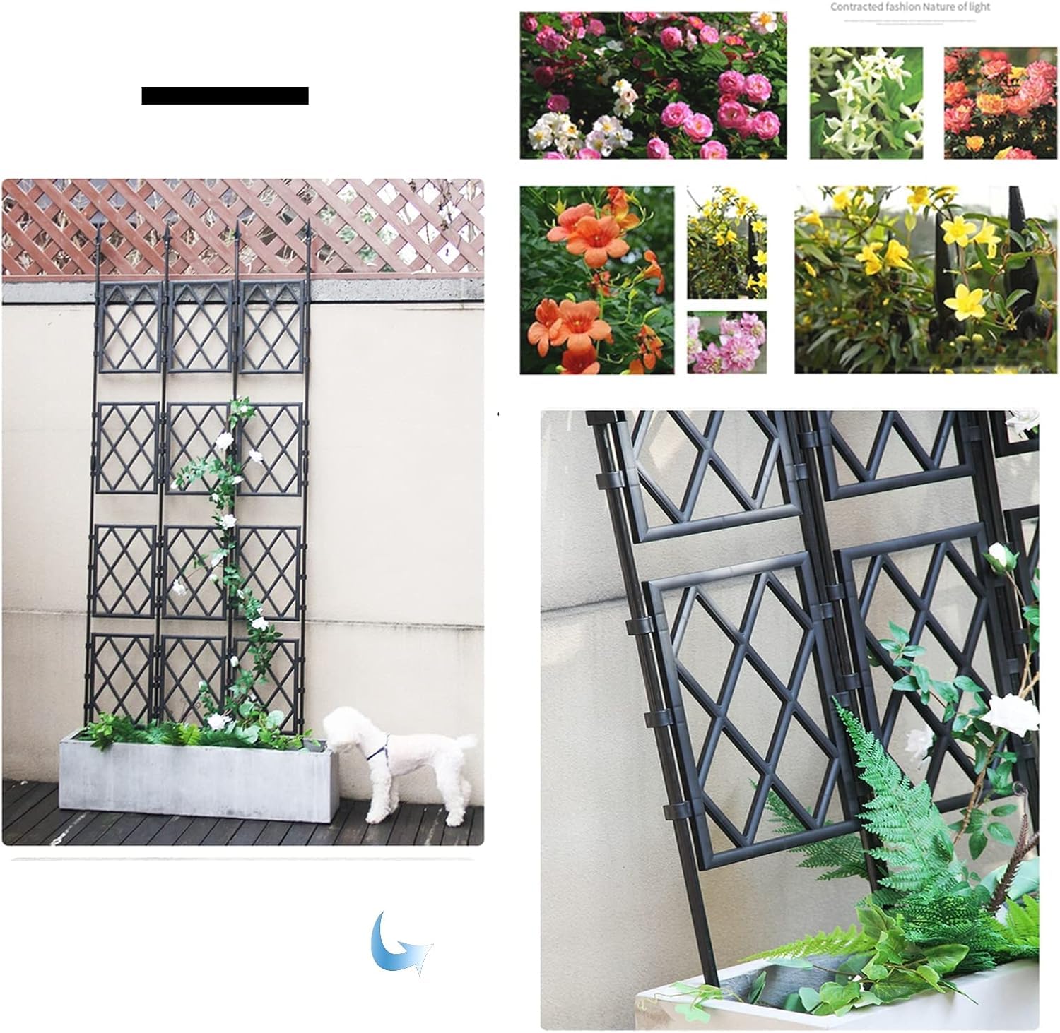 Traliccio da Giardino,impianto Rampicante,Traliccio di Ferro Robusto,Pannello A Griglia per Reticoli Metallici da Giardino All'aperto in Ferro,per Cortile,Piante Rampicanti, 57 * 220cm/22.4 * 86.6in
