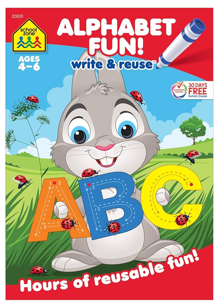 School Zone - Alphabet Fun! Write & Reuse Workbook - Ages 4