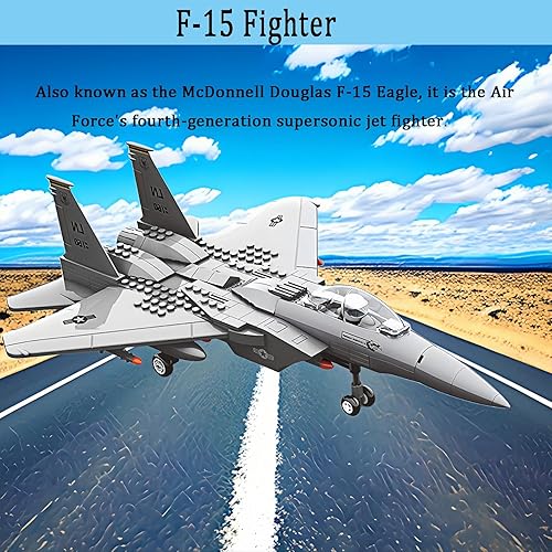 Miniatura 2 de Avión de combate militar F-15 Eagle Fighter compatible con Lego, 270 piezas de avión de juguete para niños a partir de 10 y adultos, juguetes de