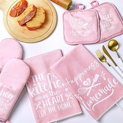 Miniatura 2 de Sratte Juego de 6 accesorios de decoración de cocina, toallas de granja, soportes para ollas, juego de 2 paños de cocina, 2 agarraderas, 2 manoplas