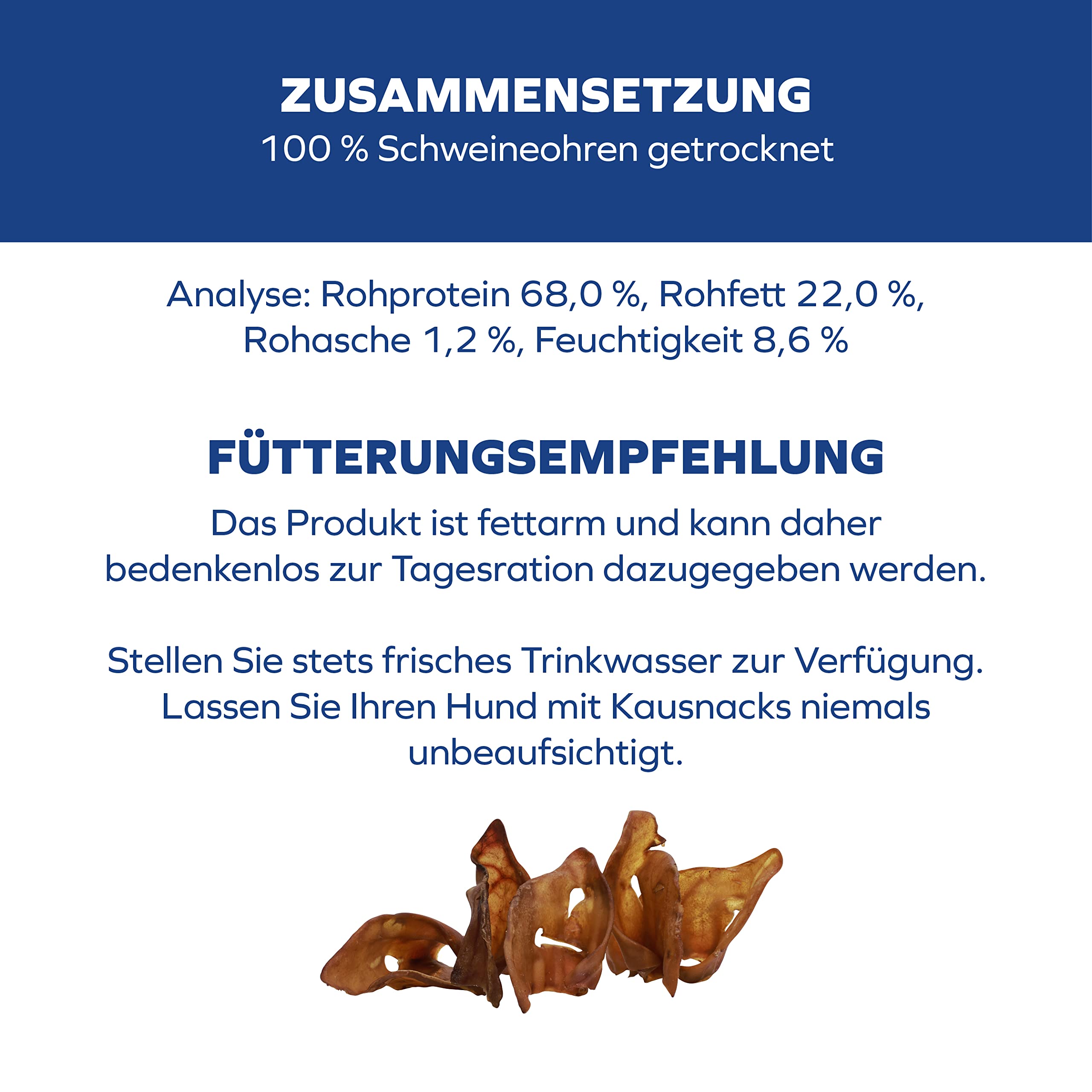 Friandises pour chien oreilles de porc séchées dentition forte et propre