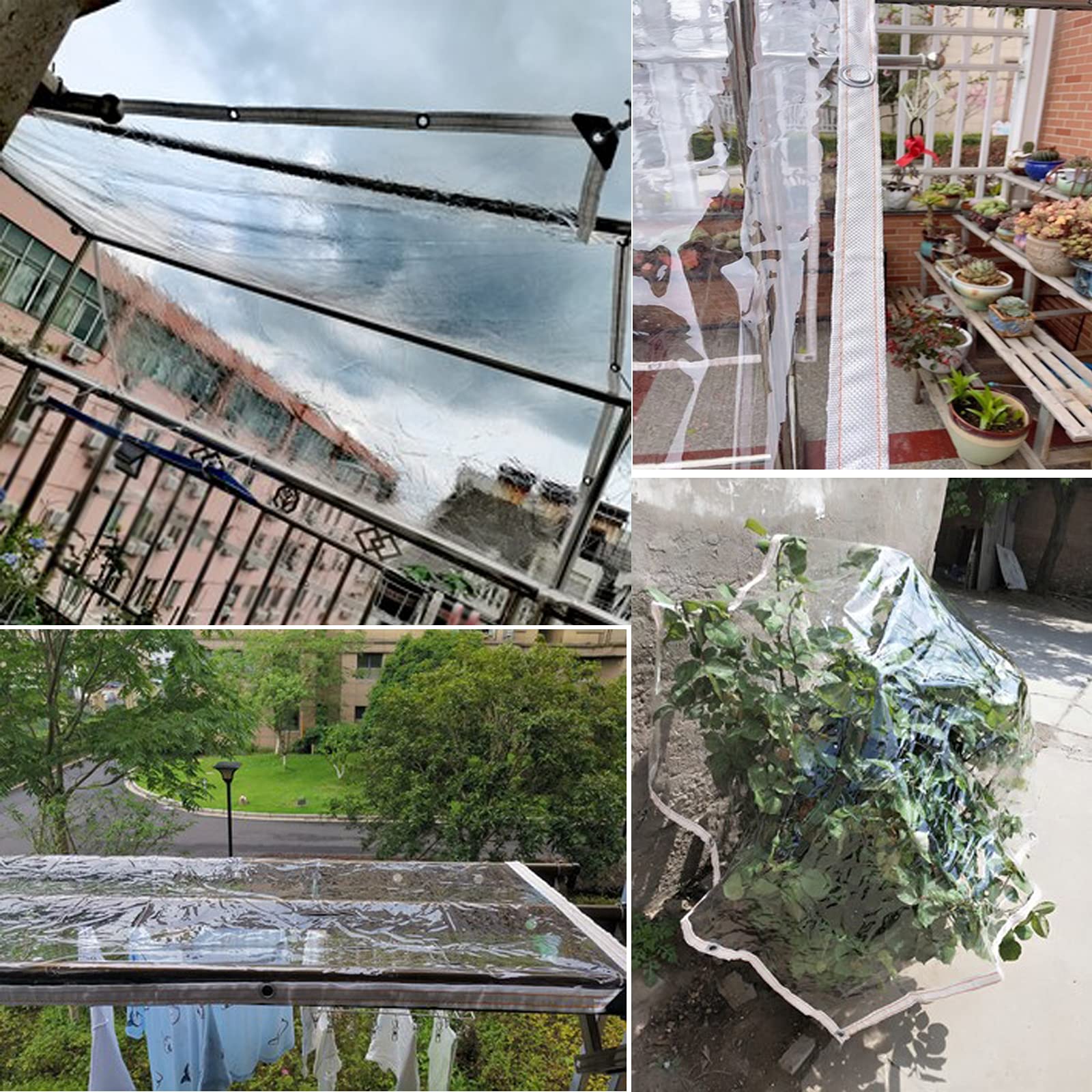 Wasserdicht Plane Transparent,Regendicht Abdeckplane Folie PVC Klar Vorhang,Garten Pavillon Carport Möbel Schutzhülle,Vordächer und Plane ?Reißfest,Verstärkter Rand Ecke,mit Ösen (2.3x3m/7.5x9.8ft)