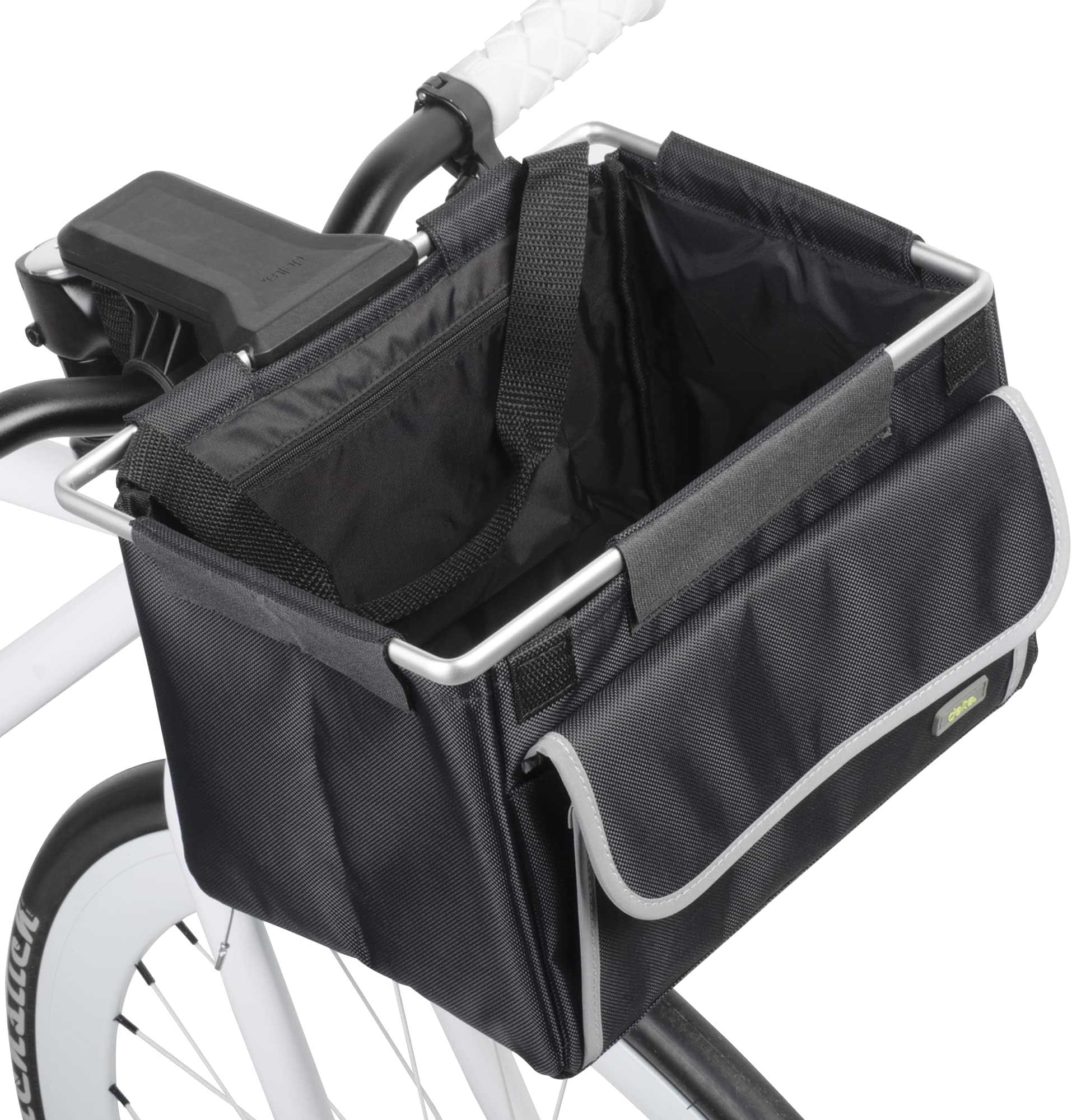 Front Bike Basket by Delta Cycle - Tool-Free Removable Bicycle Basket with Carrying Handles & Zipper Accessory Pocket - Stylish Design, Easy to Install - Durable Fabric for Shopping, Camping & Pets
