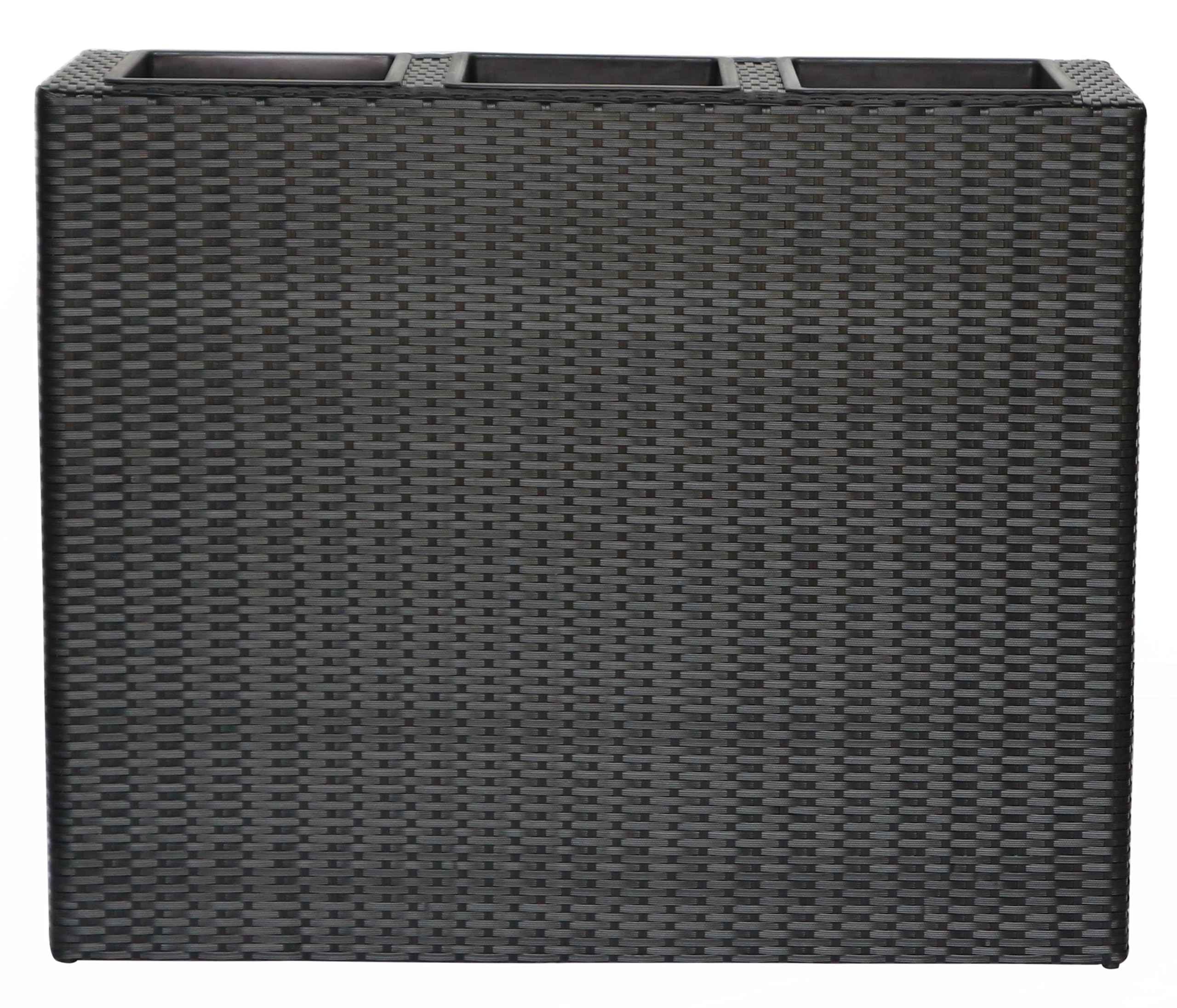 METRO Professional Jardinera/Separador de ambientes con 3 macetas, ratán sintético, Negro