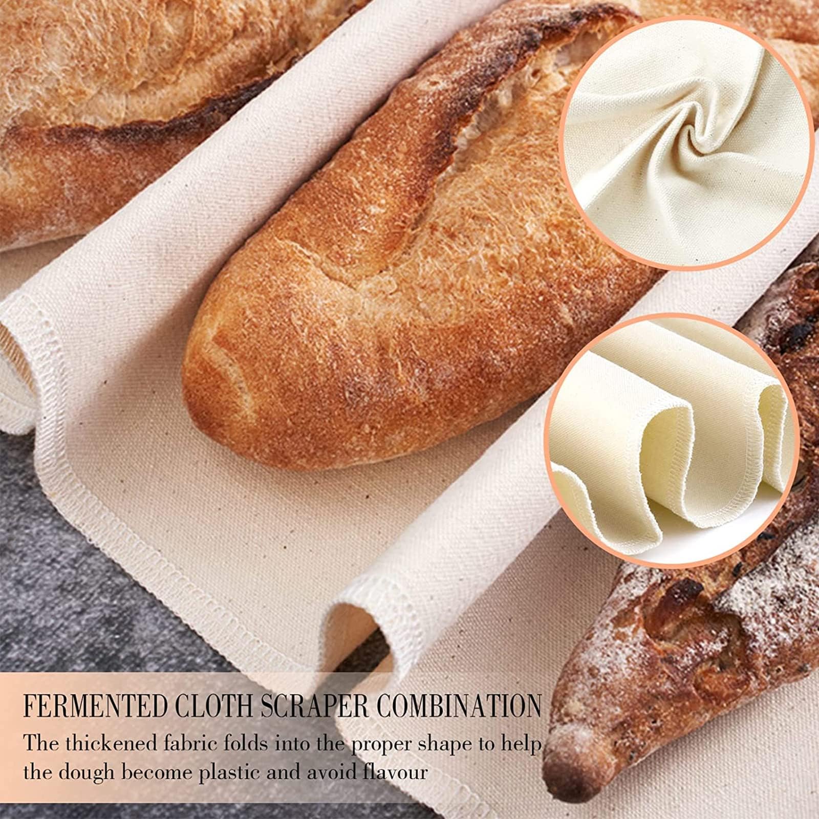 2 Paños De Lino Para Fermentar Masa De Pan - 48x36 Cm, Tela Natural De Algodón, Antiadherentes Y Reutilizables