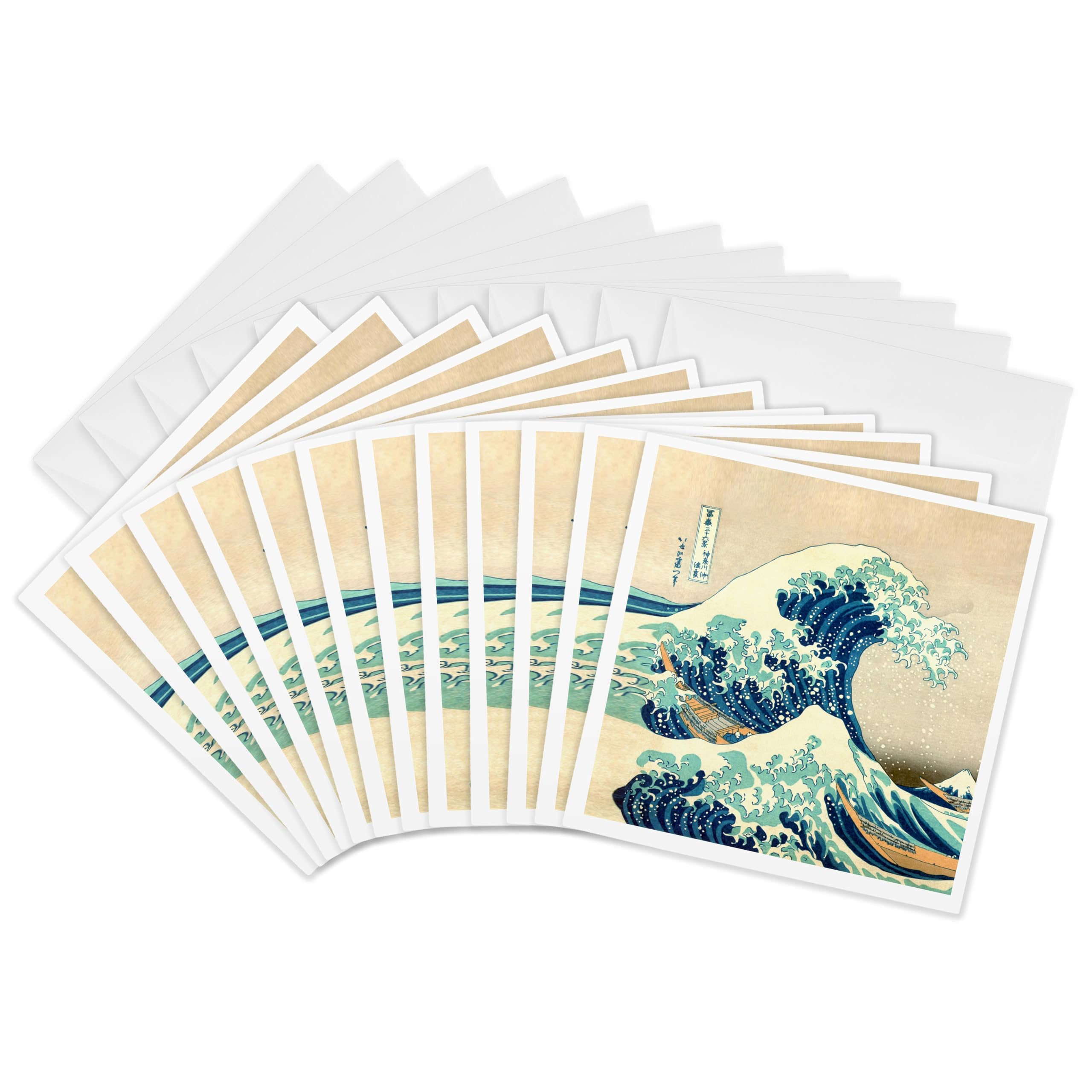 3dRose The Great Wave off Kanagawa by Japanese artist Hokusai - Greeting Cards, 6 x 6 inches, set of 12 (gc_155631_2)