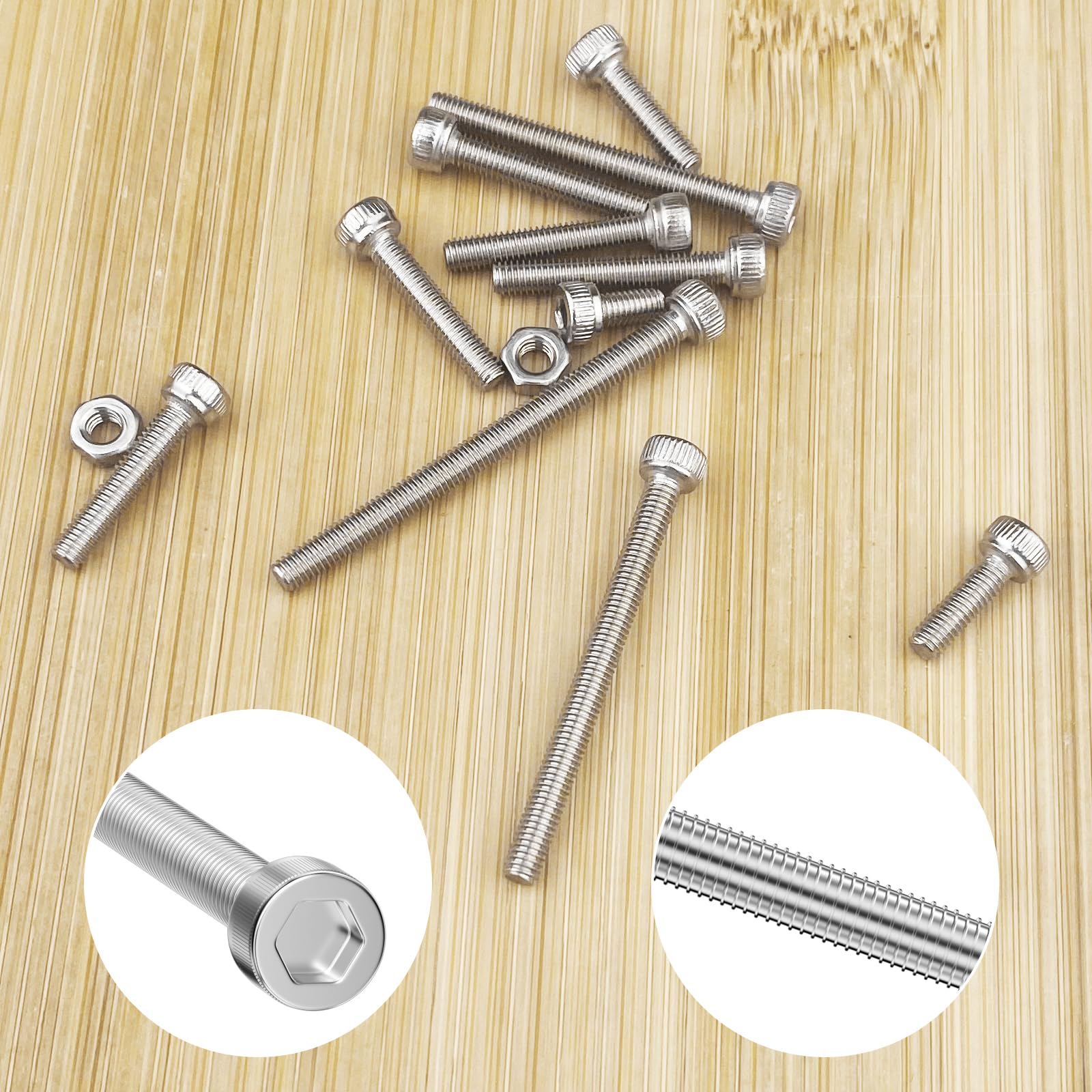 Traxenta Viti Acciaio Inossidabile(440Pcs), Bulloni e Dadi Inox Kit, M3 Senza Testa Filettate Esagonali, Set in Acciaio Miste, Bulloni per Mobili Garage Casa, Assortimenti per Riparare Il Fissaggio