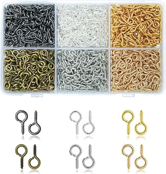 880 Pcs Small Eye Pins for Jewelry Making, Tiny Eye Hooks with 6 Colors, Mini Eyelet Screws in 3 Sizes, Mini Screw Eye Pin Pegs for Art Projects, Bead Charms, Jewelry Making and DIY Crafts 5 mm
