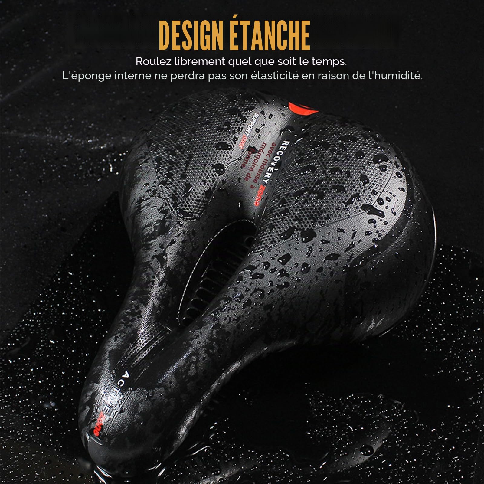 Selle Velo Confortable, Selle de Vélo Ergonomique Selle Velo avec Boule d'Amortisseur à Double Ressort, Imperméable, Doux, Respirant, pour Vélos de Route, VTT, Vélos de Ville