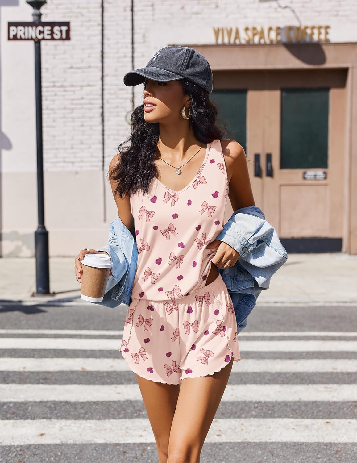 Ekouaer Womens Pajama Sets Cami Shorts Set Viscose from Bamboo Tank Top and Shorts 2 Piece Soft Sleeveless Lounge Set - Image 6