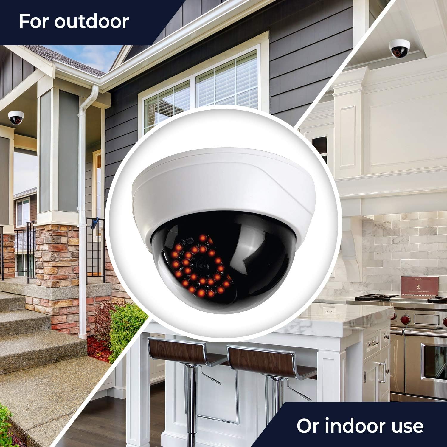 (4 Pack) Fake Security Camera CCTV Fake Dome Camera with Realistic Look Recording Red LED Light Indoor and Outdoor Use, for Homes & Business- by Armo