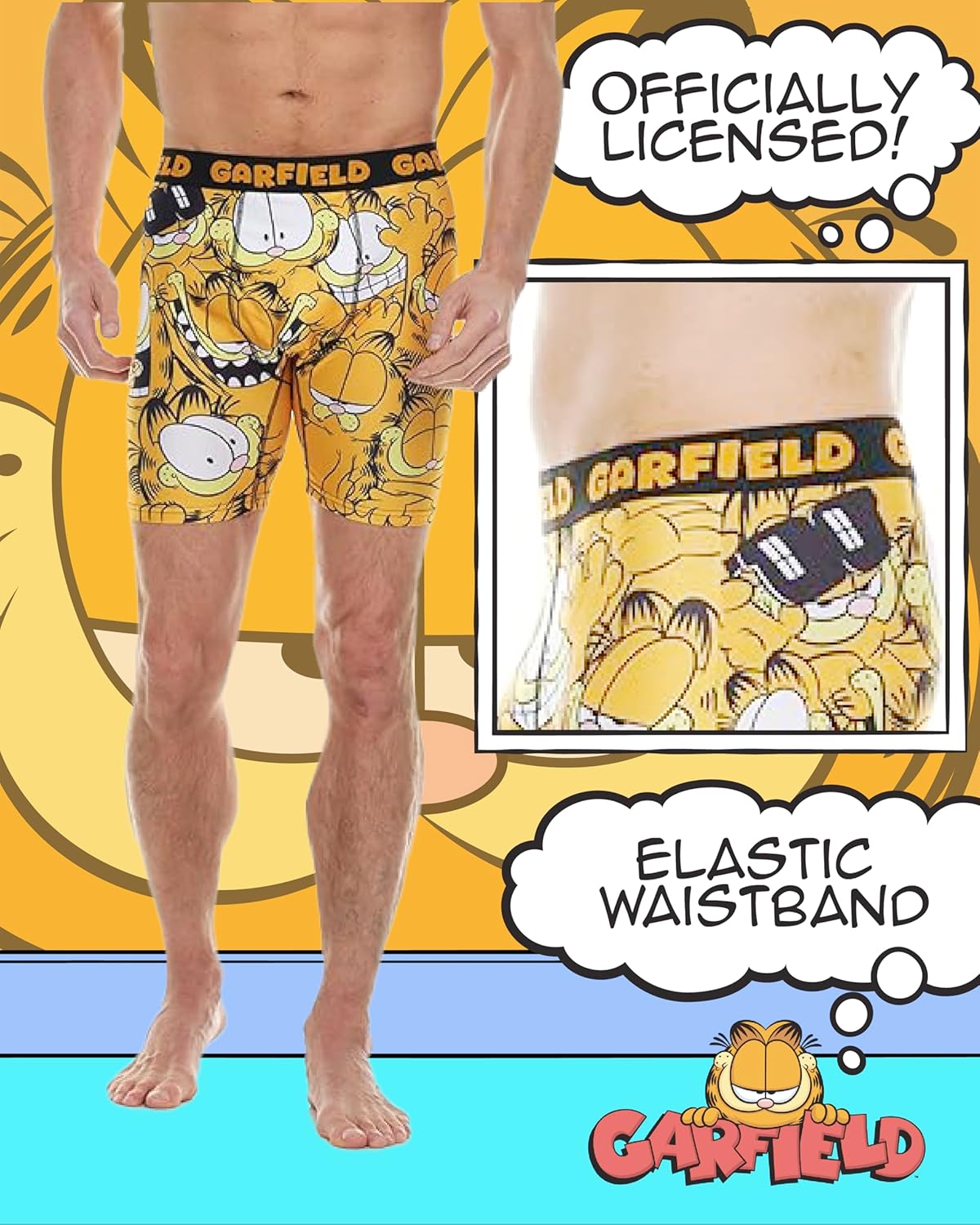 COCO BRANDS Mens Boxer Briefs - Garfield Mens Underwear Boxers Anti Chafing Breathable No Fly with Contoured Pouch - Image 3