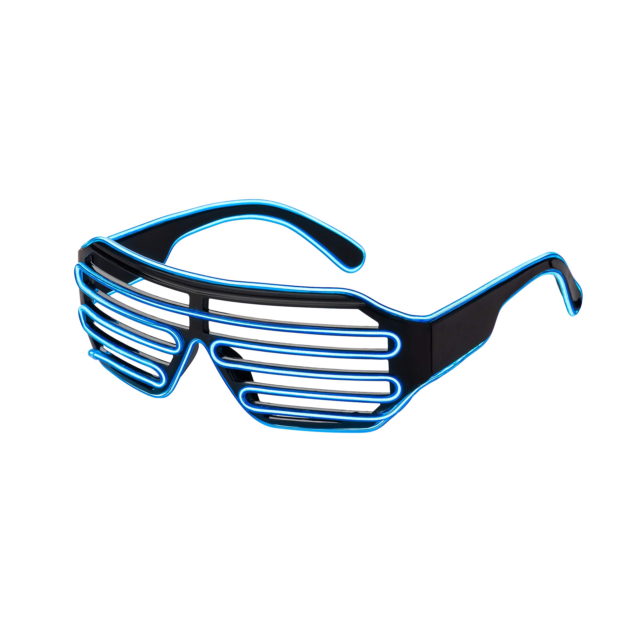 Ultra Blue Adults EL Wire Glasses Light Up Neon Shutter Luminous Party Eyeglasses For Concerts Clubs Bar Dj Raves Christmas Halloween Sci Fi Festivals & Disco Slotted Glow Illuminated Frames Unisex…