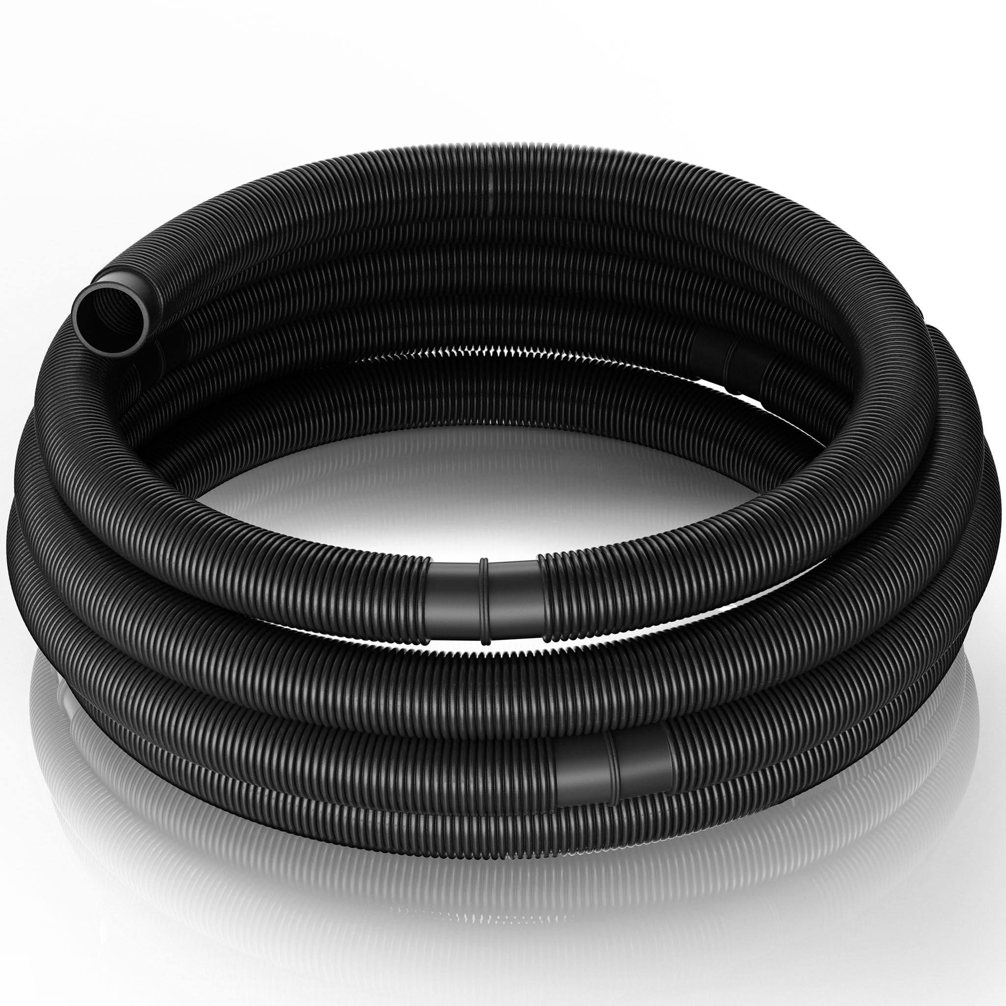WilTec Manguera de Piscina 6 m ⌀38 mm 190 g/m Negra con Manguitos, Manguera de Bomba para Piscinas, Tubo de aspiración, Manguera Solar Flotante