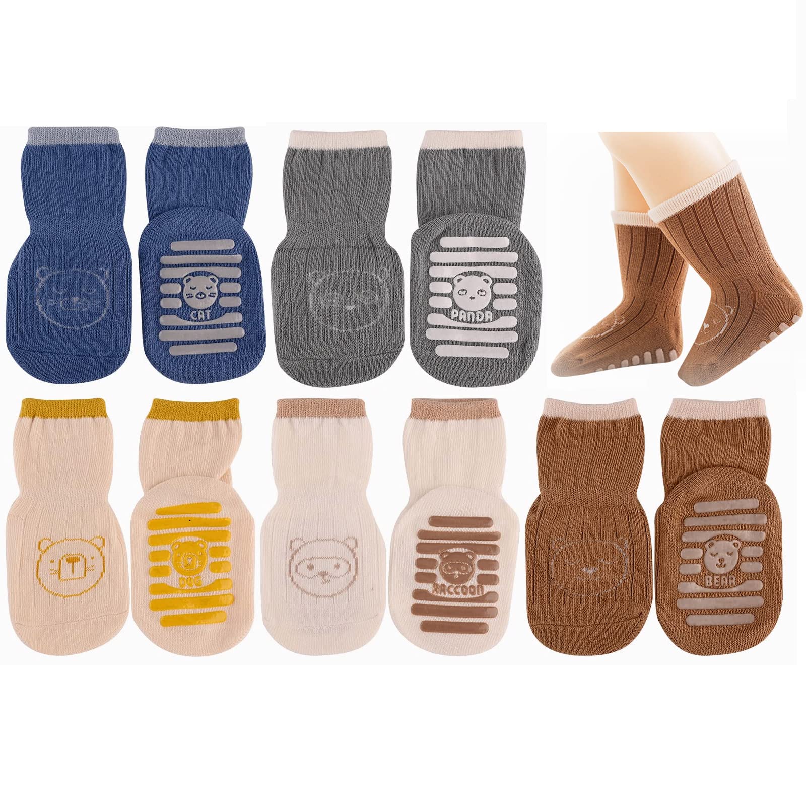 SYOSIToddler Socks, Unisex, Brown, Cotton Blend, 2 Count, Age 2-3 Years, Modern, Casual, Birthday, SOCKS