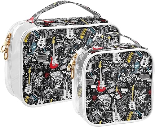 Miniatura 2 de Funny Guitar Clear Toiletry Bag for Traveling,2 Pack Makeup Cosmetic Bag with Zipper,Travel Bag for Toiletries,Travel Essentials 21214794