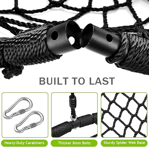 Miniatura 3 de Columpio para árbol de telaraña, columpio de red para platillo al aire libre de 40 pulgadas, con correas para colgar en el árbol, capacidad de peso