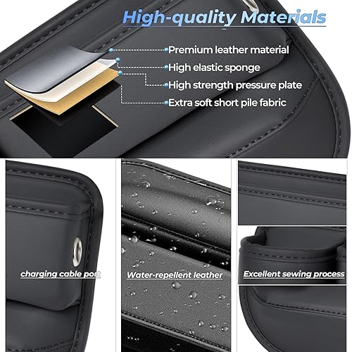 Miniatura 5 de Paquete de 2 organizadores para llenar huecos para asiento de automóvil con portavasos, cuero de primera calidad, ajuste universal, mantiene las