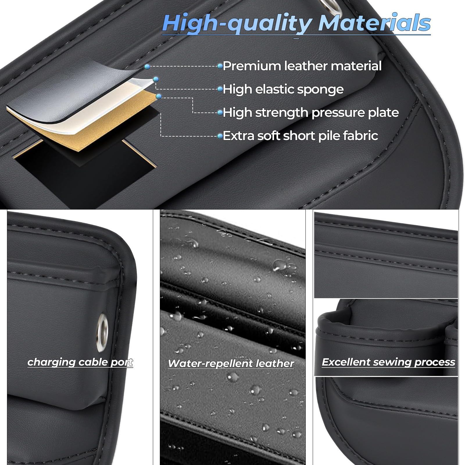 2 Packs Car Seat Gap Filler Organizer, Car Seat Organizer, Seat Gap Storage Box with Cup Holders for Drink, Car Leather Cup Holder Gap Bag Front Seat for Phone, Sunglasses,Keys(Left+Right Side)