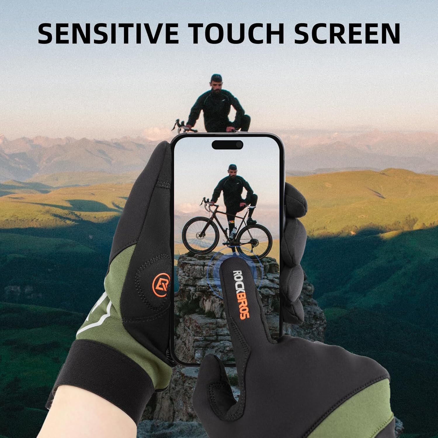 ROCKBROS Cycling Gloves for Men Women Mountain Bike Gloves Touchscreen - Image 3
