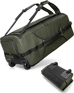 83L Rolling Duffle Bag with Wheels and Backpack Straps, Green