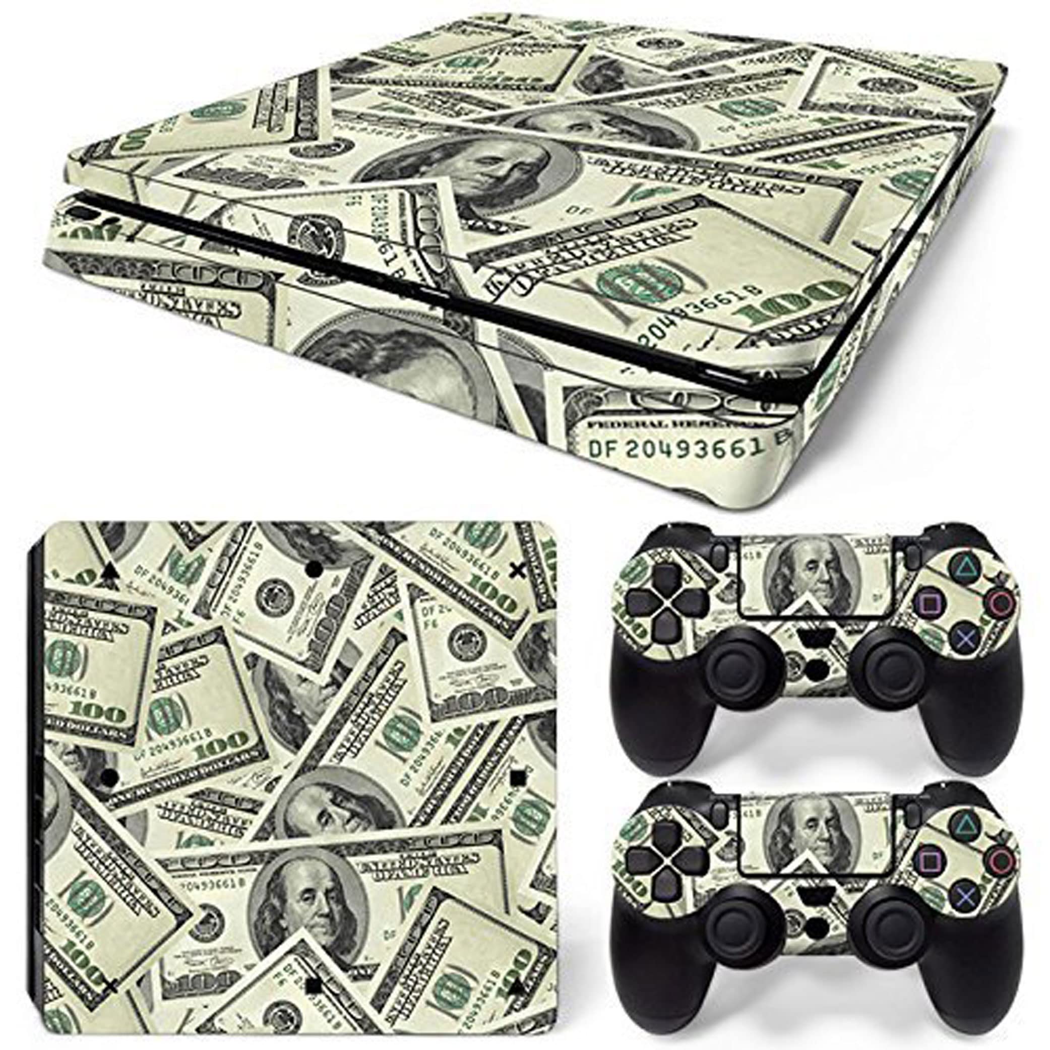 Elton Money Pile Theme 3M Skin Sticker Cover for PS4 Slim Console and Controllers [video game] (B073GTHQY9) Amazon Price History, Amazon Price Tracker