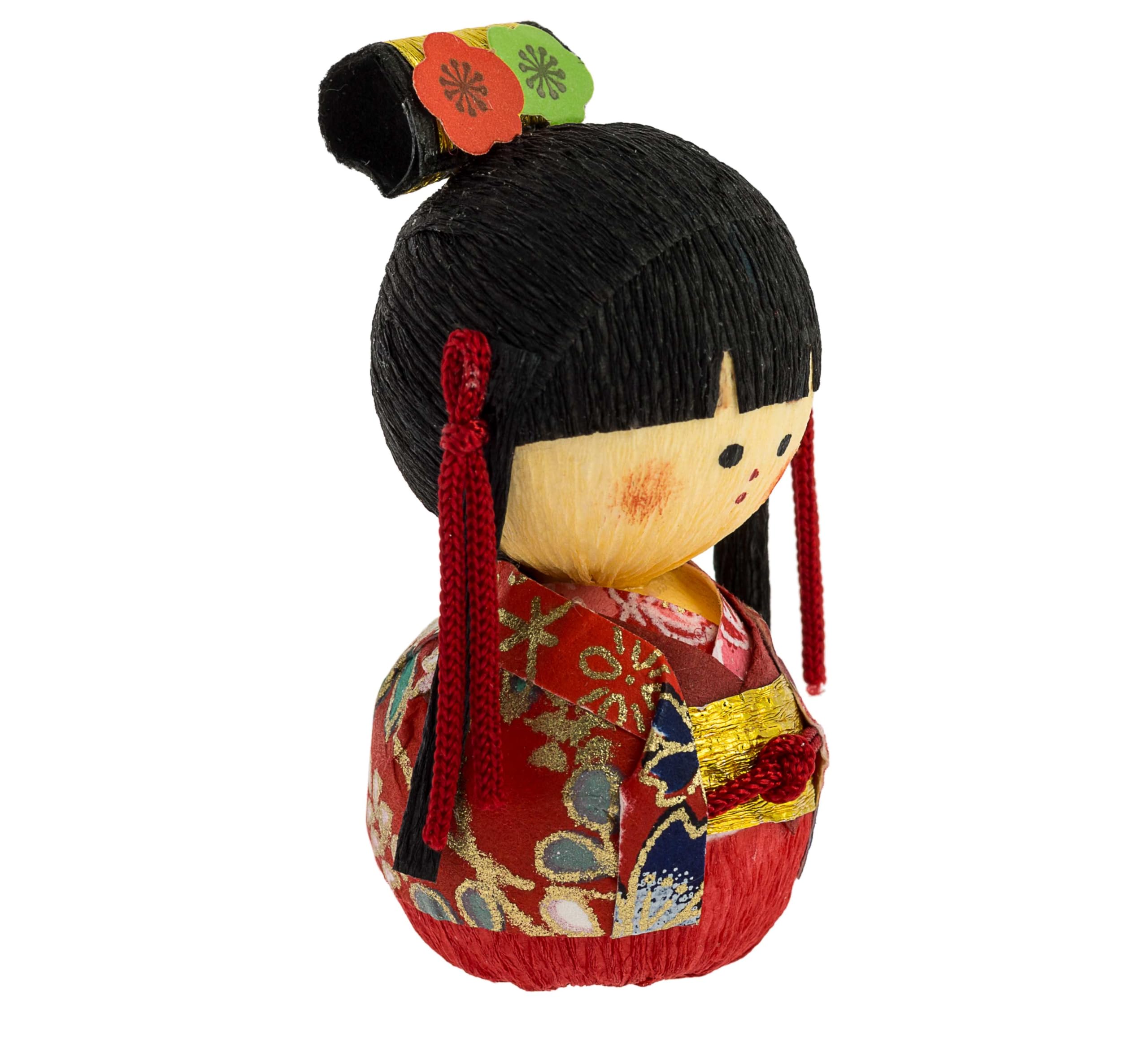 Tentetieso Okiagari Hime Principessa, Cartapesta, Rosso, 4,5x3x4 cm