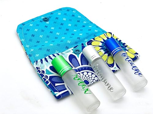 Miniatura 2 de Essential oil bag Roller bottle case holds 3 5ml or 10 ml rollers travel storage (lime floral)